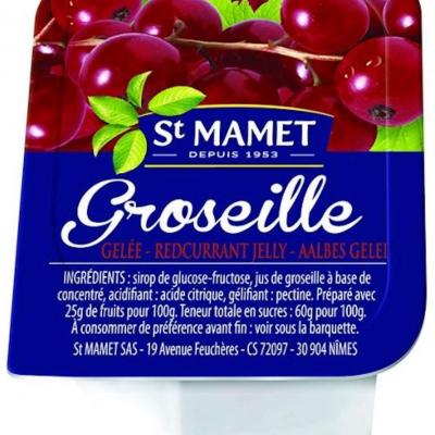 Lot de 15 confiture de groseilles 25 g st mamet en barquette plastique