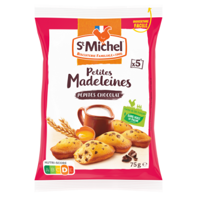 Madeleine aux pepites de chocolat a emporter sachet de 5 x 24