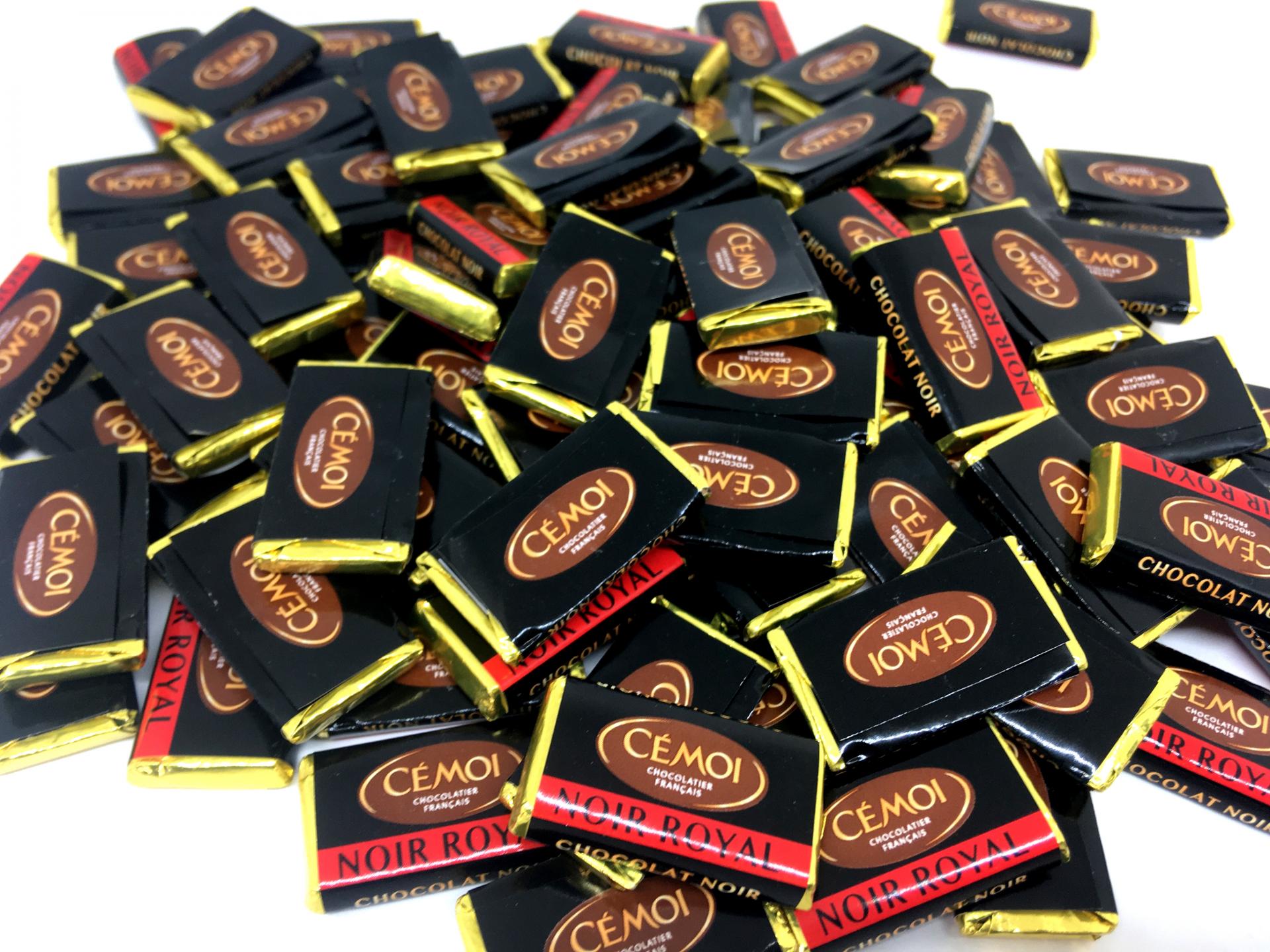 Mini tablettes chocolat noir 4g accompagnement café Cémoi le lot de 50