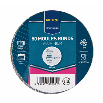 Moule aluminium rond 109 mm (vendu par 50)