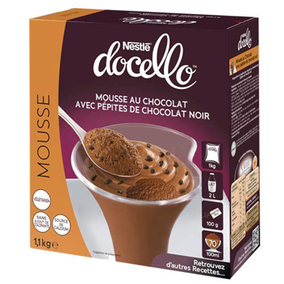 Mousse au chocolat avec pépites 1.1 kg Nestlé Docello 70 parts