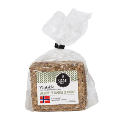 Pain craquant norvegien epautre et graines de courge 220 g sigdal