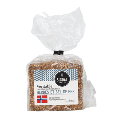 Pain craquant norvegien herbes et sel de mer 220 g sigdal
