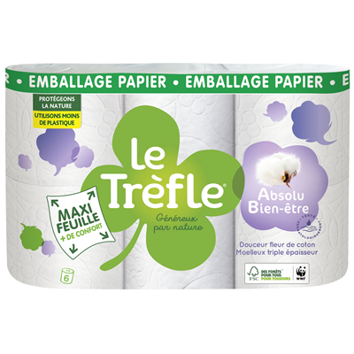 Papier hygienique douceur 6 rouleaux fsc le trefle