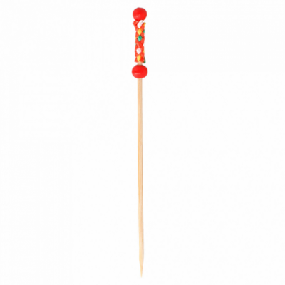 Pique perle en bambou rouge 12 cm pack de 100 unites