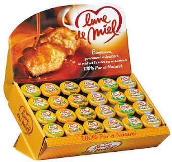 Présentoir de petits pots de miel 48 x 30 G pour professionnels et