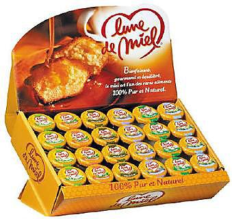 Presentoir de petits pots de miel 48 x 30 g stick a l unite dosette individuelle