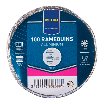 Ramequin en aluminium 133 ml vendu par 100 