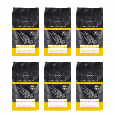 Rioba cafe en grains 100 arabica intensite 7 1 kg gilbert le lot de 6 gros volume