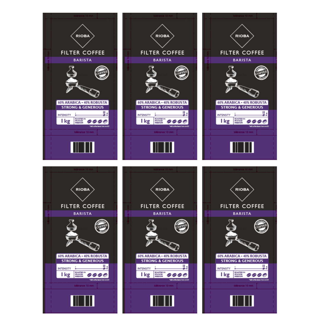 Rioba cafe moulu barista 1 kg numero 11 gilbert le lot de 6 gros volume