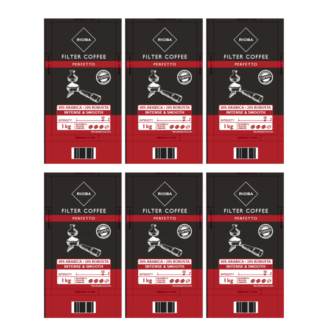 Rioba cafe moulu perfetto 1 kg numero 10 gilbert le lot de 6 gros volume