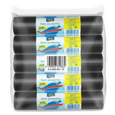 Rouleau de 10 sacs poubelle aro 50 l vendu par 5 pour professionnels