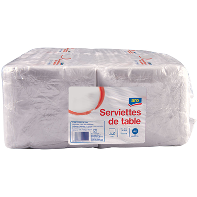 Serviette jetable 1 pli blanc 29 x 32 cm x 400 vendu par 4 1