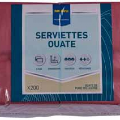 Serviette jetable 2 plis cellulose bordeaux 33 x 33 cm x 200