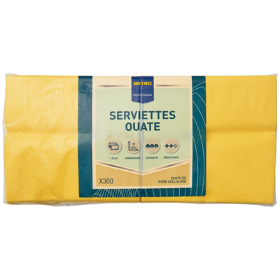 Serviette Papier Jaune 2E Molletonnée 33x33cm (1.200 Utés)