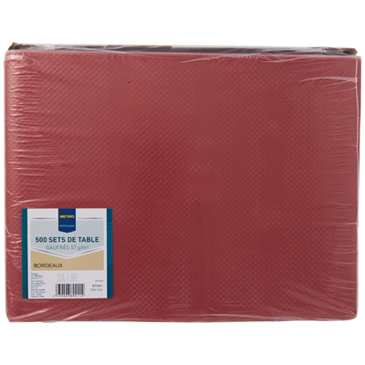 Set de table jetable satine bordeaux 30 x 40 cm vendu par 500