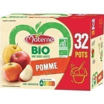 Specialite de pomme sans sucres ajoutes bio 32x100 g materne