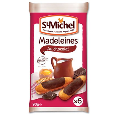 St michel 6 madeleines longues au chocolat sachet 90 g