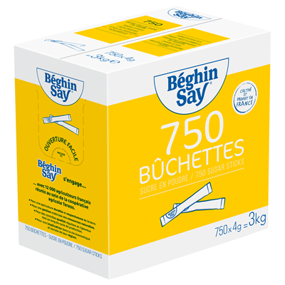 Sucre en poudre en buchette de 4 g x 750 boite distributrice de 3 kg