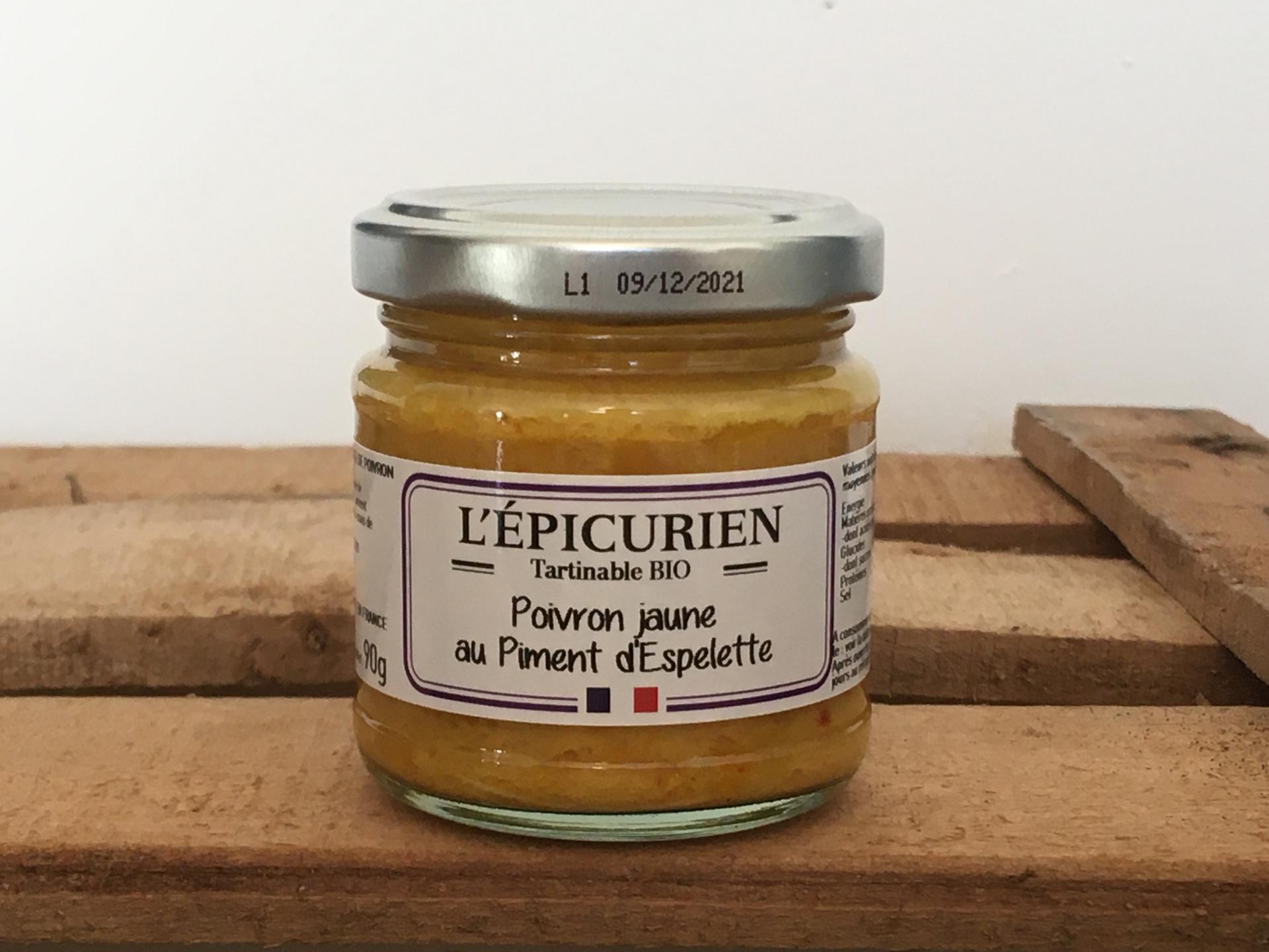 Tartine poivron jaune au piment d espelette bio 90g bocal