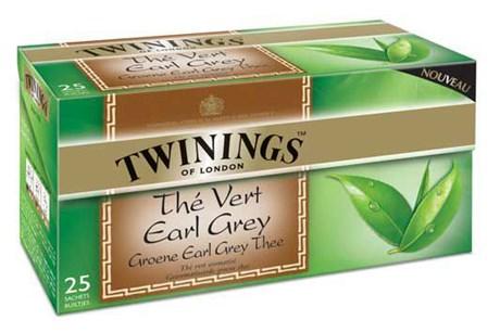 The vert earl grey 25 sachets twinings pour bureau